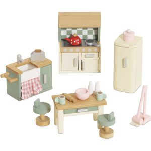 Wooden Dollhouse 20 Piece Kitchen Furniture Set